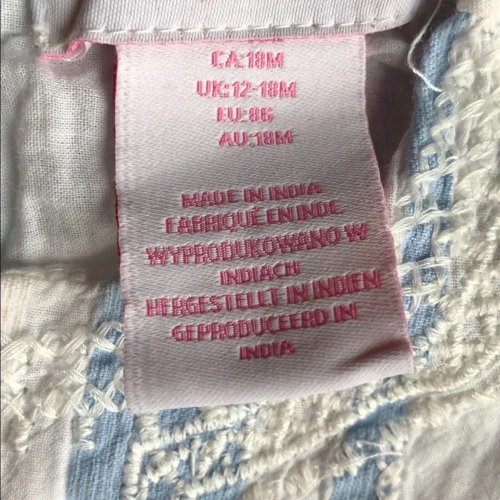 TOMMY BAHAMA girls Blue Stripe Sleeveless Swing Dress lined embroidery 12 months